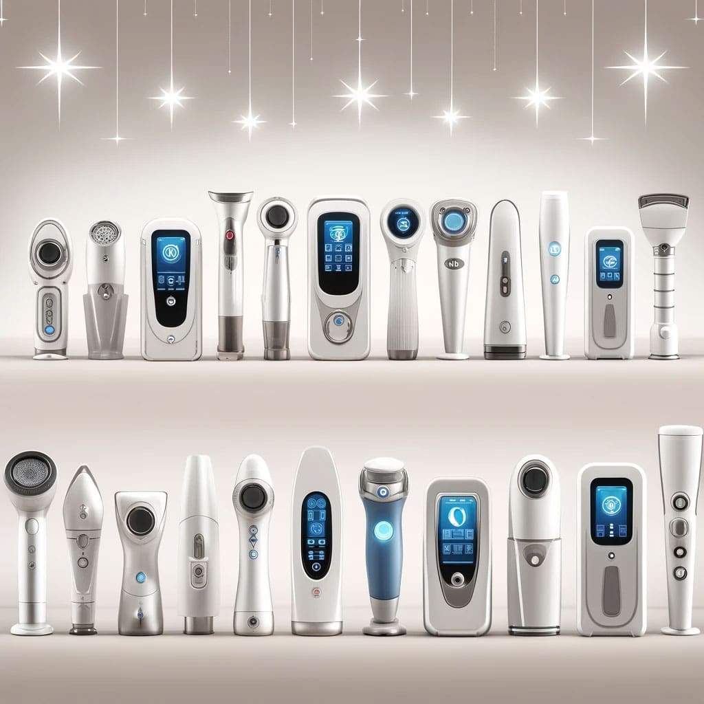 Different IPL devices arranged side by side, highlighting their features